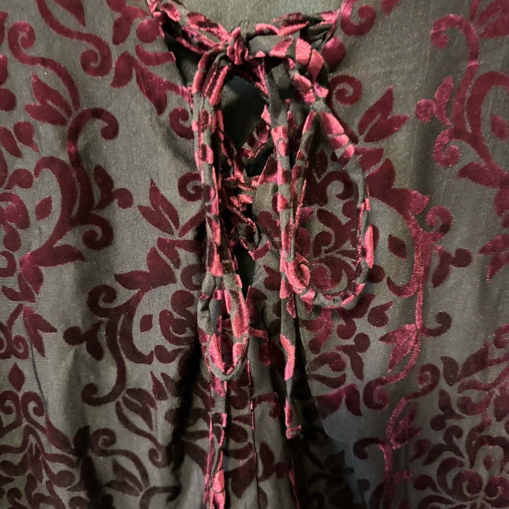 Y2K Velvet Burnout Top Womens Medium Venus Whimsigoth Fairy Sleeves Romantic - Picture 3 of 10